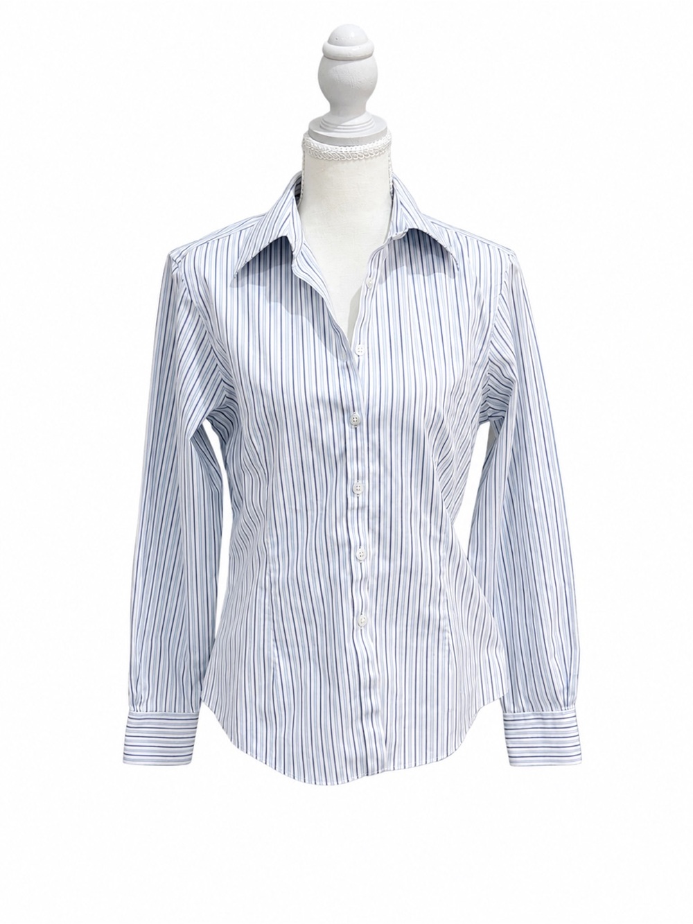 Brooks Brothers Blue White Stripe Button Down Shirt Size 6 Career Classic